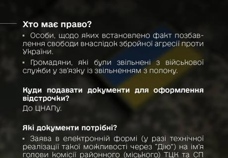Відстрочка після повернення з полону